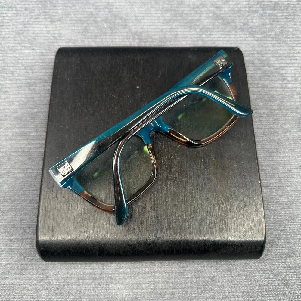 vTEA Teal Brown Square Eyeglass Frames 53-17-140
